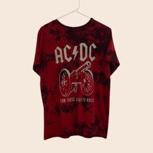 ACDC Red & Black Tie Dye T-shirt Size Large
